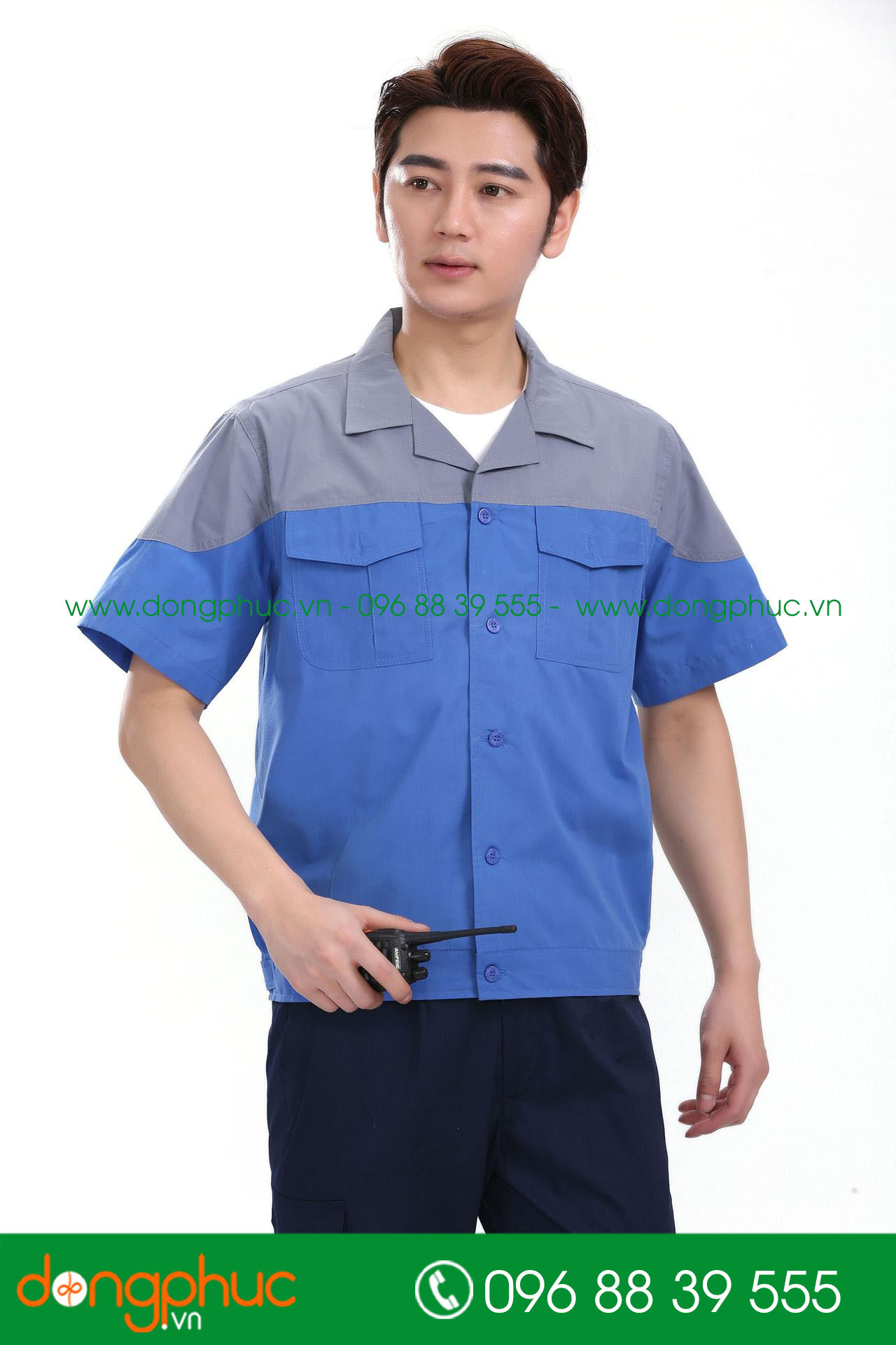 Mẫu bảo hộ màu xanh bích phối ghi đậm